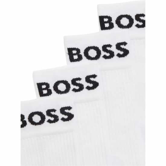 Hugo Boss Мъжки Чорапи Boss 2 Pack Sport Crew Socks Mens Бяло 100 Fathers Day