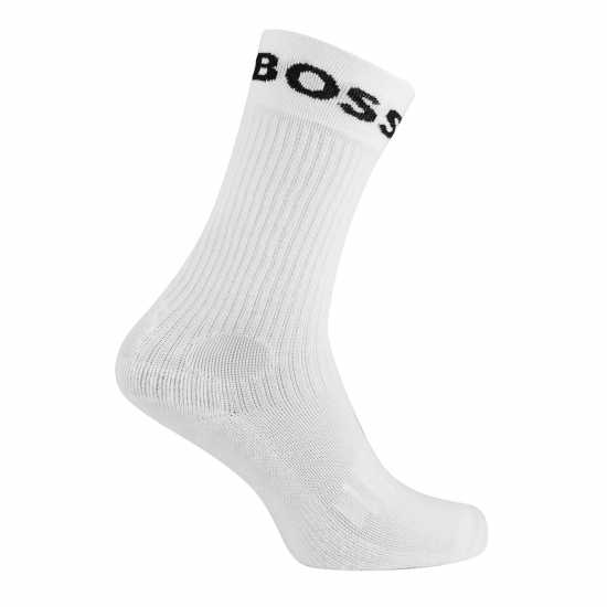 Hugo Boss Мъжки Чорапи Boss 2 Pack Sport Crew Socks Mens Бяло 100 Fathers Day