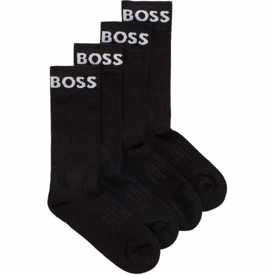 Hugo Boss Мъжки Чорапи Boss 2 Pack Sport Crew Socks Mens Черно 001 Fathers Day