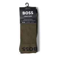 Hugo Boss Мъжки Чорапи Boss 2 Pack Sport Crew Socks Mens Отворено Зелено 362 