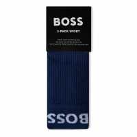 Hugo Boss Мъжки Чорапи Boss 2 Pack Sport Crew Socks Mens Отвори синьо 485 