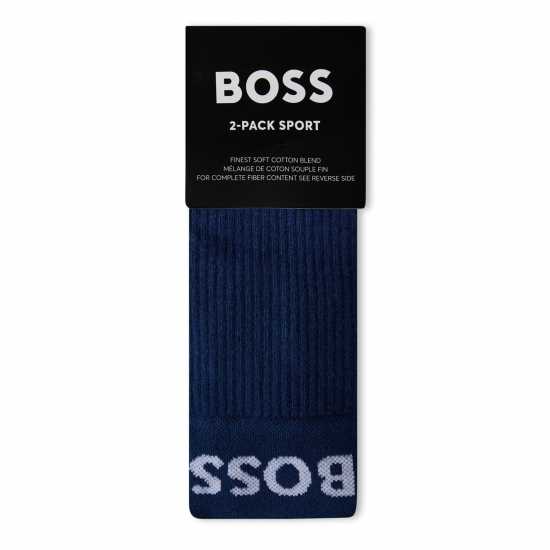 Hugo Boss Мъжки Чорапи Boss 2 Pack Sport Crew Socks Mens Отвори синьо 485 