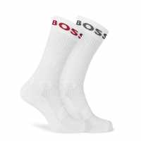 Hugo Boss Мъжки Чорапи Boss 2 Pack Sport Crew Socks Mens Отворен Бял 113 Fathers Day