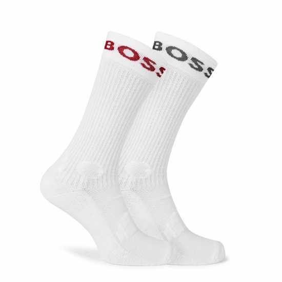 Hugo Boss Мъжки Чорапи Boss 2 Pack Sport Crew Socks Mens Отворен Бял 113 Fathers Day