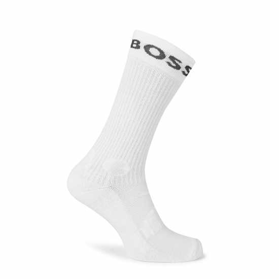 Hugo Boss Мъжки Чорапи Boss 2 Pack Sport Crew Socks Mens Отворен Бял 113 Fathers Day