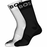 Hugo Boss Мъжки Чорапи Boss 2 Pack Sport Crew Socks Mens Черно/Бяло 003 Fathers Day