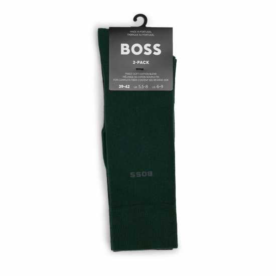 Hugo Boss Boss 2 Pack Plain Socks Отвори Зелено 385 