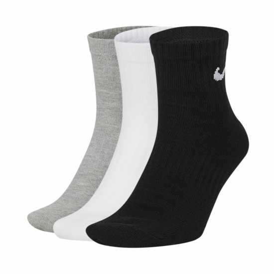 Nike Lightweight Training Ankle Socks (3 Pairs) Бял(Чер)/Тъмносив(Чер) 