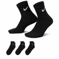 Nike Lightweight Training Ankle Socks (3 Pairs) BLACK/(WHITE) 