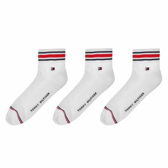 Tommy Hilfiger Ниски Чорапи 3 Pack Sports Quarter Socks Mens Бяло 