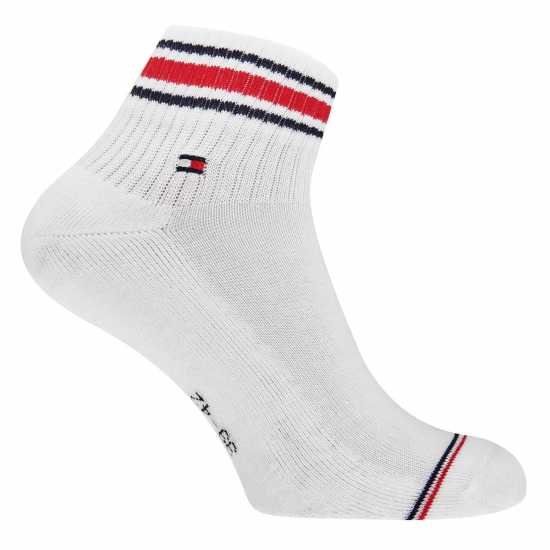 Tommy Hilfiger Ниски Чорапи 3 Pack Sports Quarter Socks Mens Бяло 