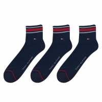 Tommy Hilfiger Ниски Чорапи 3 Pack Sports Quarter Socks Mens Морска синьо 