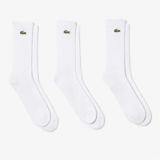 Lacoste Мъжки Чорапи С Ластик 3Бр. 3 Pack Crew Socks Бяло Z92 