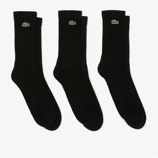 Lacoste Мъжки Чорапи С Ластик 3Бр. 3 Pack Crew Socks Черно 8VM 