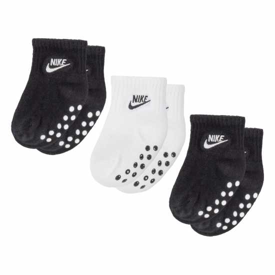 Nike Grippy Sock 3Pk Baby Черно/Бяло Детски чорапи