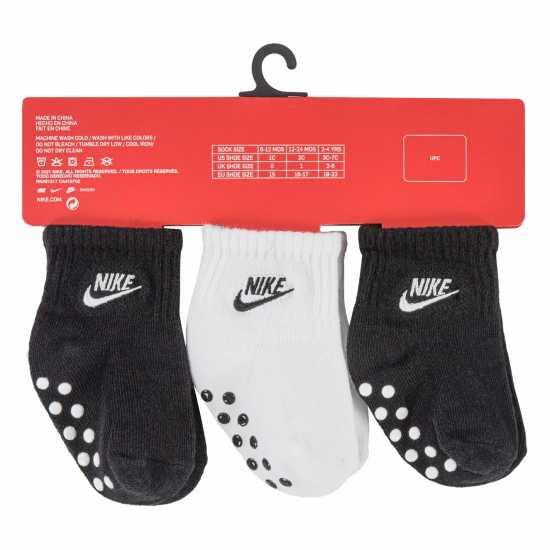 Nike Grippy Sock 3Pk Baby Черно/Бяло Детски чорапи