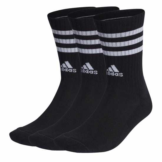 Adidas Cushioned 3 Stripe Crew Sock 3 Pack Ladies Черно/Бяло Дамски чорапи