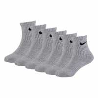 Nike 6Pk Df Crew Sock Infants Сива Хизър Детски чорапи