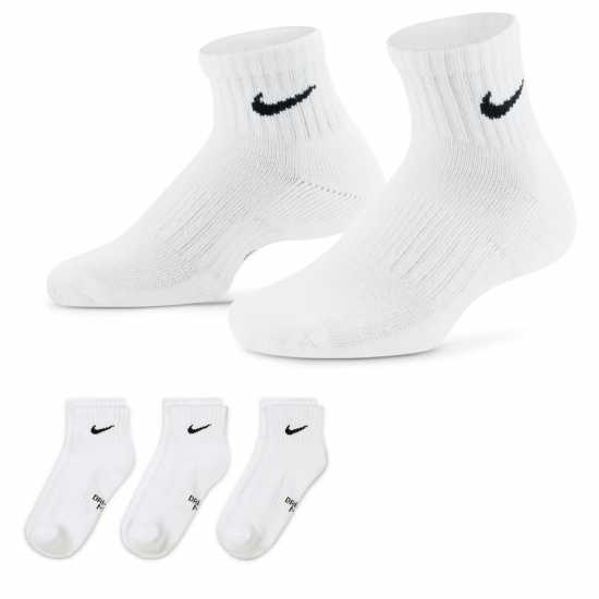 Nike Performance Cushioned Quarter Junior Boys Socks White Атлетика