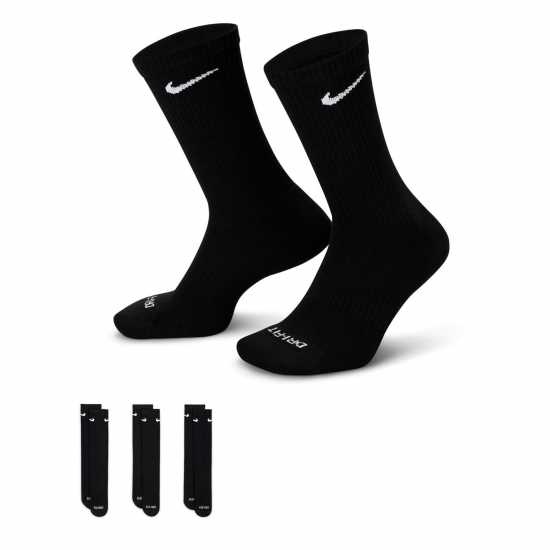 Nike Мъжки Чорапи 3 Pack Crew Socks Mens Черно Мъжки чорапи