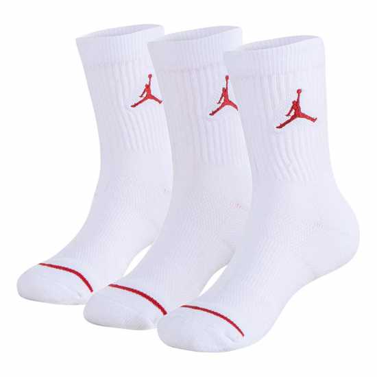 Мъжки Чорапи С Ластик 3Бр. Air Jordan 3 Pack Crew Socks Juniors Бяло Детски чорапи