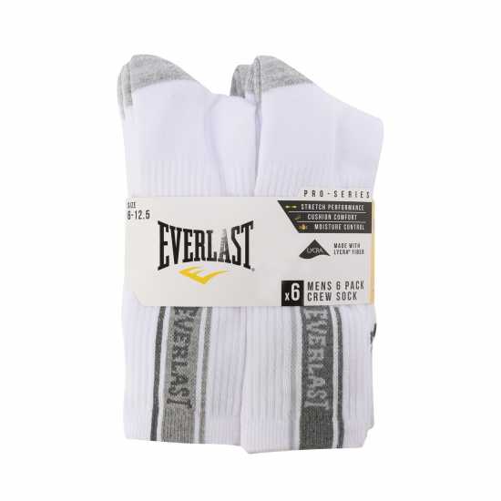 Everlast 6Pk Crew Sock Mens Бял Висящ Мъжки чорапи