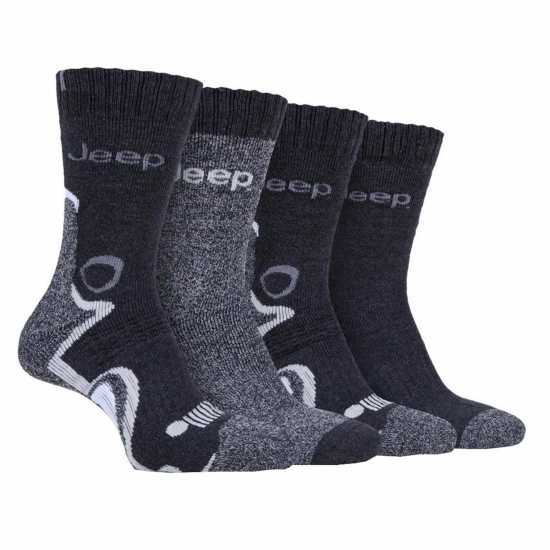 Jeep 4 Pack Performance Boot Socks Mens Въгленен принт Мъжки чорапи