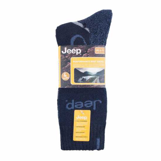 Jeep 4 Pack Performance Boot Socks Mens Нави печат Мъжки чорапи