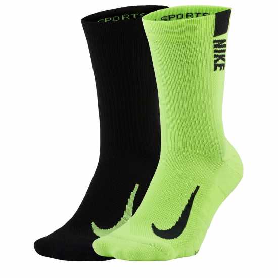 Nike Multiplier Crew Running Socks 2 Pack Unisex Adults Волт/Черен Мъжки чорапи