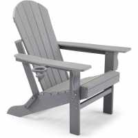 Vonhaus Grey Folding Adirondack Chair - Foldable Grey Лагерни маси и столове