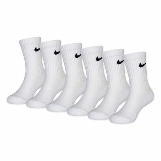 Nike 6Pk Dri-Fit Crew Sock Childs Бяло Детски чорапи