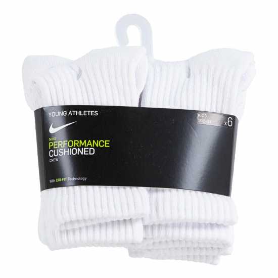 Nike 6Pk Dri-Fit Crew Sock Childs Бяло Детски чорапи