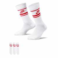 Nike Sportswear Dri-Fit Everyday Essential Crew Socks (3 Pairs) Бяло/Червено Мъжки чорапи