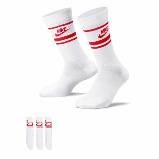 Nike Sportswear Dri-Fit Everyday Essential Crew Socks (3 Pairs) Бяло/Червено Мъжки чорапи