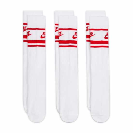 Nike Sportswear Dri-Fit Everyday Essential Crew Socks (3 Pairs) Бяло/Червено Мъжки чорапи