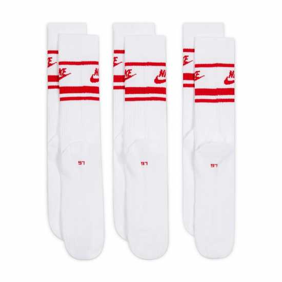 Nike Sportswear Dri-Fit Everyday Essential Crew Socks (3 Pairs) Бяло/Червено Мъжки чорапи