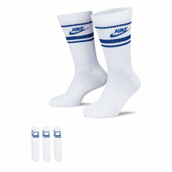 Nike Sportswear Dri-Fit Everyday Essential Crew Socks (3 Pairs) Бяло/Кралско Мъжки чорапи