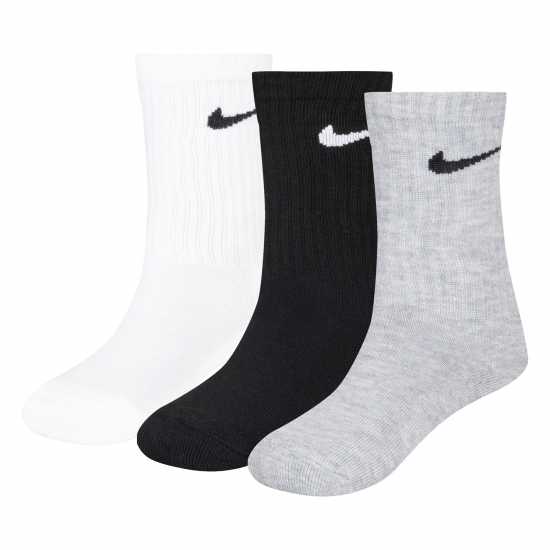 Nike Basic Crew 3Pk Sock Infants Бяло/Сиво Детски чорапи