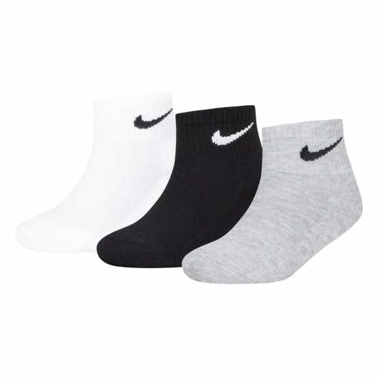 Nike Basic Ankle 3Pk Childs White/Grey Детски чорапи