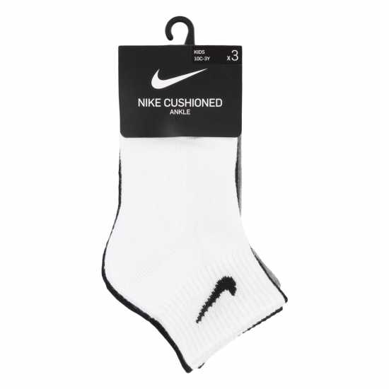 Nike Basic Ankle 3Pk Childs White/Grey Детски чорапи