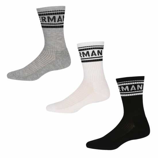 Ben Sherman Sherman 3 Pack Sport Socks Mens Бяло/Черно/Сиво 