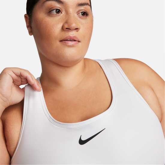 Nike Swoosh High Support Women's Non-Padded Adjustable Sports Bra White/Black Спортни сутиени