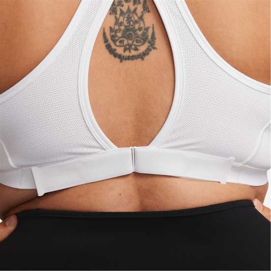 Nike Swoosh High Support Women's Non-Padded Adjustable Sports Bra White/Black Спортни сутиени