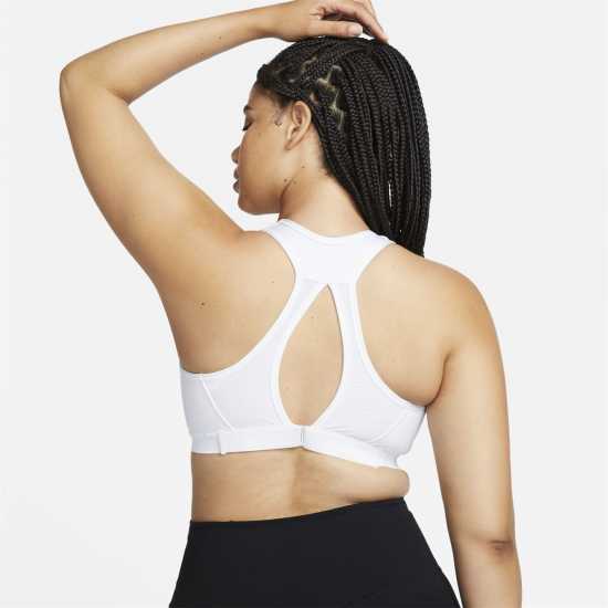 Nike Swoosh High Support Women's Non-Padded Adjustable Sports Bra White/Black Спортни сутиени