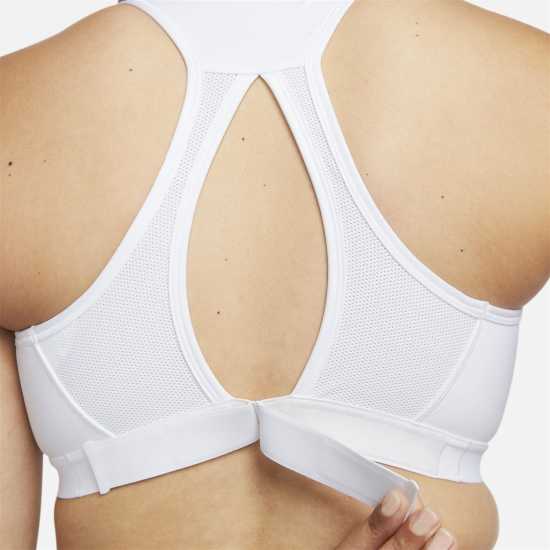 Nike Swoosh High Support Women's Non-Padded Adjustable Sports Bra White/Black Спортни сутиени