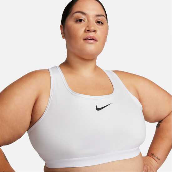 Nike Swoosh High Support Women's Non-Padded Adjustable Sports Bra White/Black Спортни сутиени