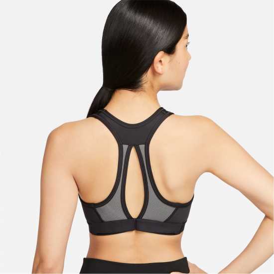 Nike Swoosh High Support Women's Non-Padded Adjustable Sports Bra Черно/Бяло 