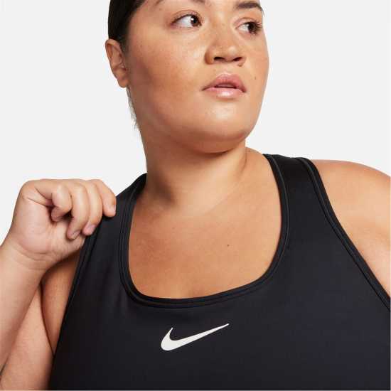 Nike Swoosh High Support Women's Non-Padded Adjustable Sports Bra Черно/Бяло 