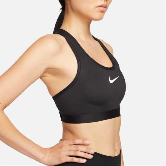 Nike Swoosh High Support Women's Non-Padded Adjustable Sports Bra Черно/Бяло 