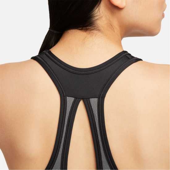 Nike Swoosh High Support Women's Non-Padded Adjustable Sports Bra Черно/Бяло 